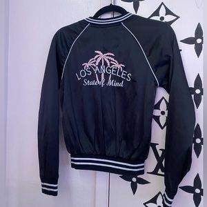 Full Tilt Women's Size Small Jacket Short Satin “Los Angeles State of Mind” Zip